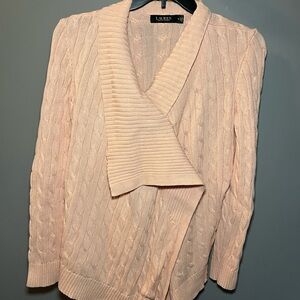 Ralph Lauren Pale Pink Cable Knit Wrap Cardigan